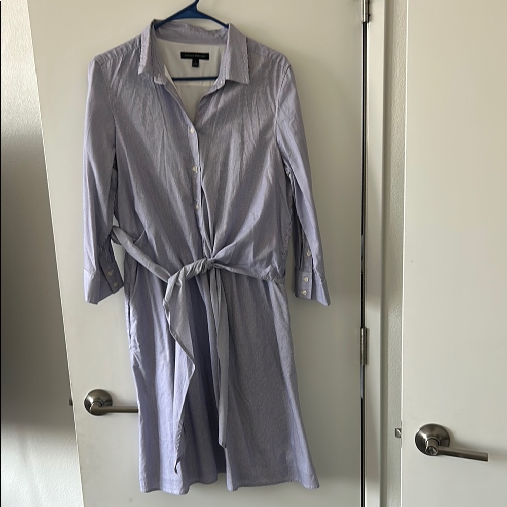 Women's Blue Striped Shirt Dress